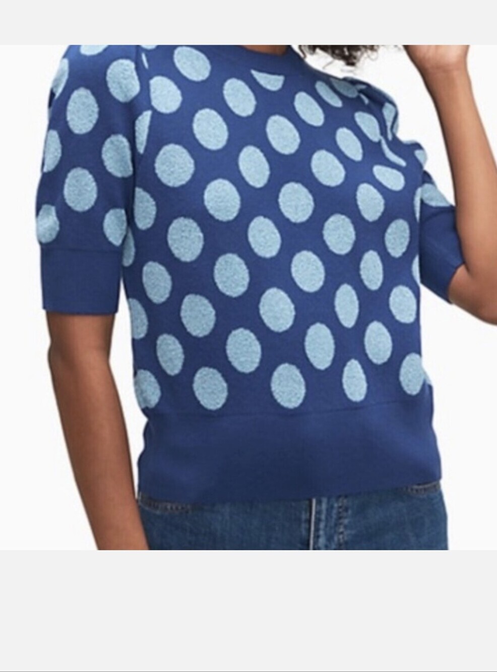 Kate Spade, Seaside Polka Dot, Short Sleeve Sweater, Size M
